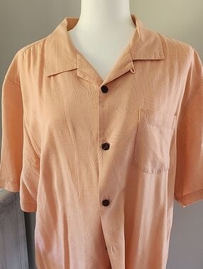 TOMMY BAHAMA Rough Silk Short Sleeve Button-Up Shirt, HAWAIIAN PRINT, SZ L